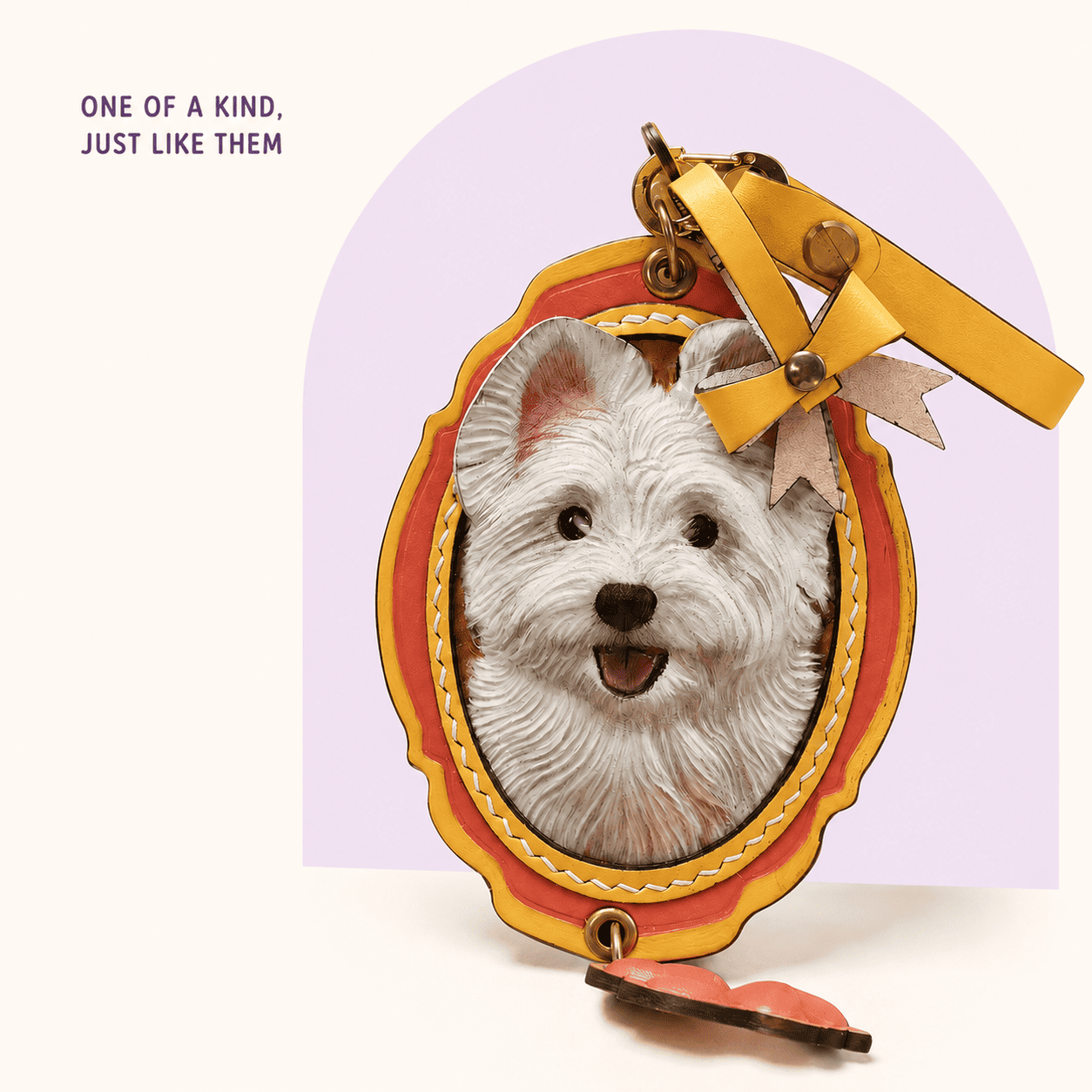 Custom Bow & Paw 3D Leather Pet Portrait Keepsake