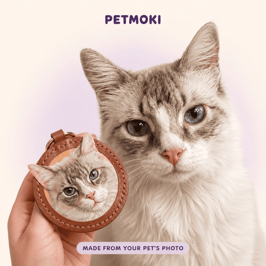Custom Classic Round 3D Leather Pet Portrait Keepsake