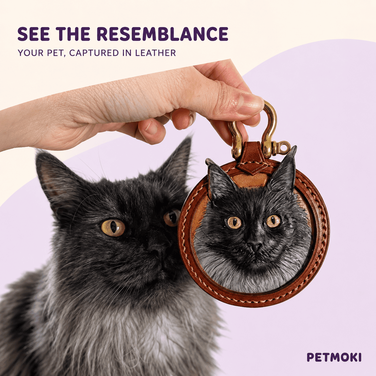Custom Classic Round 3D Leather Pet Portrait Keepsake