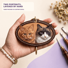 Custom Two-Pet 3D Leather Portrait Keepsake