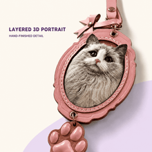 Custom Bow & Paw 3D Leather Pet Portrait Keepsake