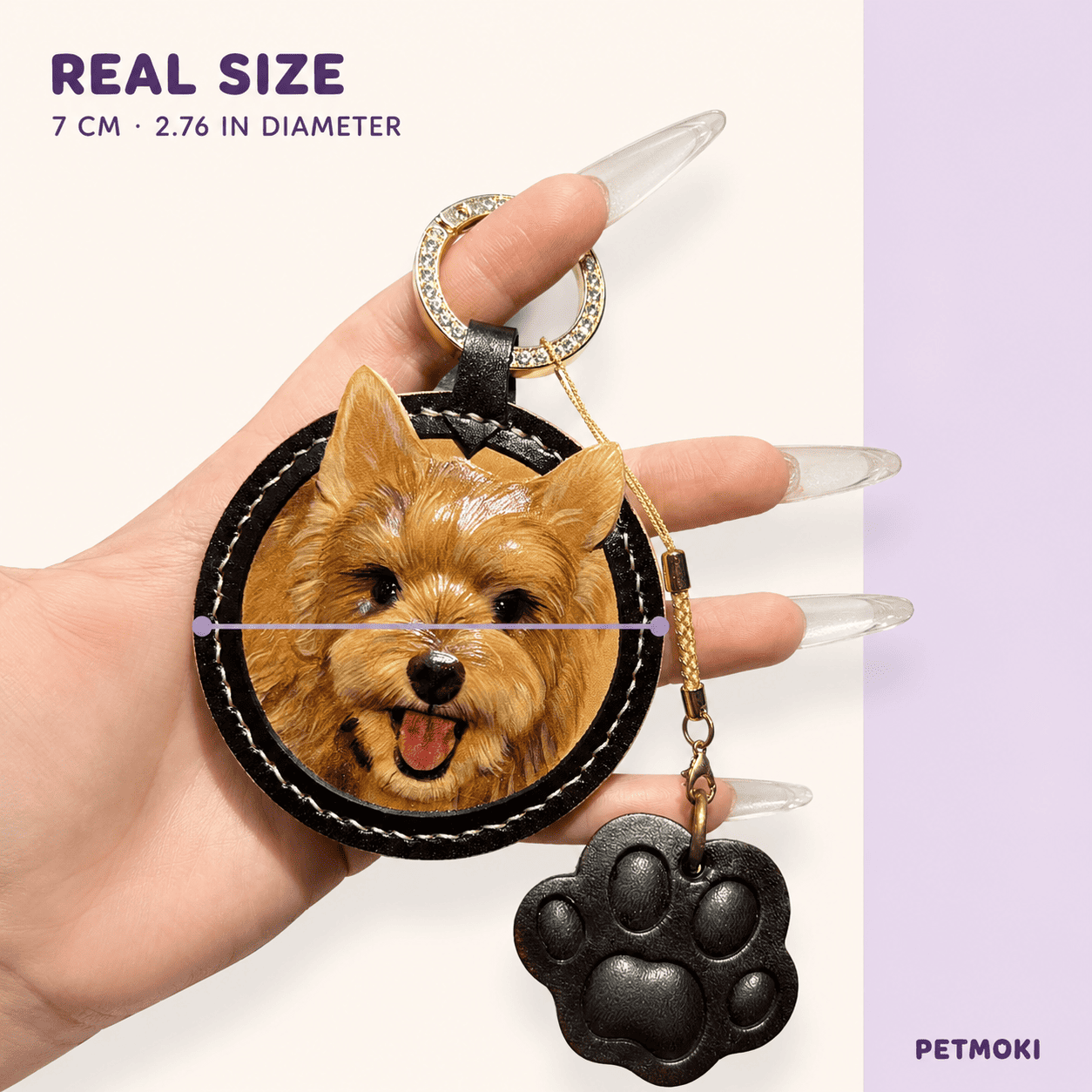 Custom Classic Round 3D Leather Pet Portrait Keepsake