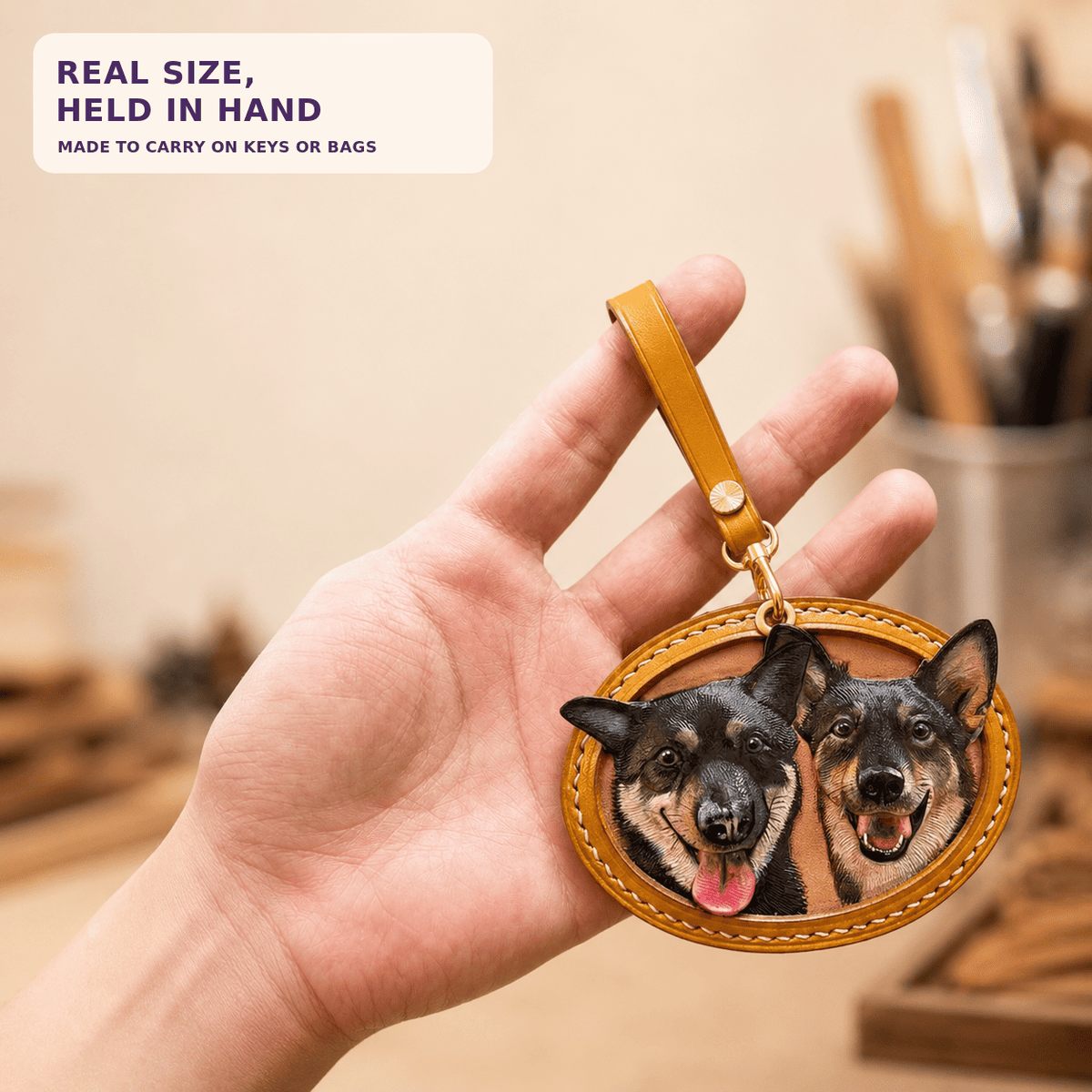 Custom Two-Pet 3D Leather Portrait Keepsake