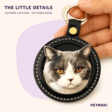 Custom Classic Round 3D Leather Pet Portrait Keepsake