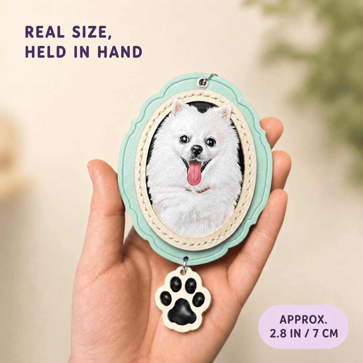Custom Bow & Paw 3D Leather Pet Portrait Keepsake