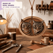 Custom Two-Pet 3D Leather Portrait Keepsake