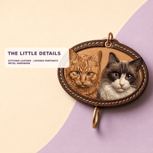 Custom Two-Pet 3D Leather Portrait Keepsake